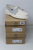 Two pairs of as new Sperry A/O two eye natural tan boat shoes (UK 9).