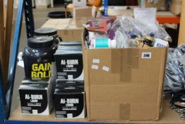 Two Olimp sport nutrition Gain Bolic 6000 (2 x 7.7 lbs, large unrelated sticker to outer tub),