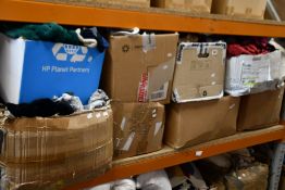 Eight boxes of pre-owned clothing and related items.