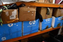 Eight boxes of pre-owned clothing and related items.