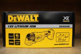 A boxed as new DeWalt XR 18V Cordless Oscillating Multi Tool DCS355N-XJ (Bare unit).