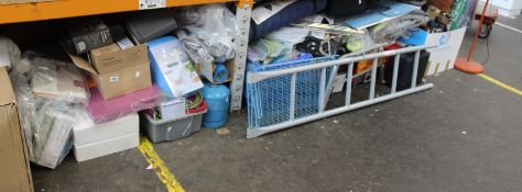 A large quantity of miscellaneous items to include household, kitchenware, sunglasses, car battery