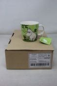 A box of six as new Arabia Moomin mugs with Moomintroll grass-green design.