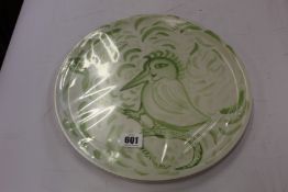 Four as new V&A Museum Birds of Eden (green) Trays designed by Ulrica Hydman Vallien (Round - 38cm