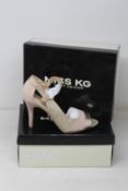 Two pairs of as new Miss KG Kurt Geiger Lou Lou 2 blush suedette shoes (EU 37, 39).