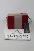 An as new Alinari Firenze Flavia crossbody bag in red/taupe.