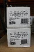 Two Ideal Programmable RF Electronic 7 Day Room Thermostats (KIT-216131).