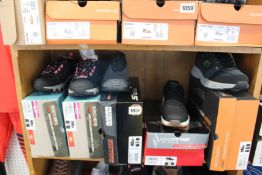 Five pairs of assorted as new Skechers footwear.