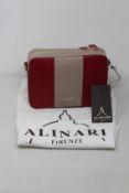 An as new Alinari Firenze Flavia crossbody bag in red/taupe.