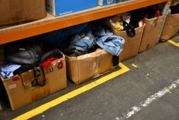 Eight boxes of pre-owned clothing and related items.