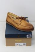 A pair of as new Sperry Gold Cup A/O two-eye boat shoes in tan (UK 10).