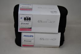 Two Philips Zoom DayWhite - Take-home whitening Kits 6% Hydrogen Peroxide (6x 2.4ml each).
