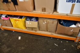 Five boxes of as new clothing and related items.