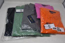 Five assorted as new Ralph Lauren Polo shirts (2 x M, 2 x L, 1 x 4XB).