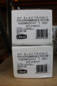 Two Ideal Programmable RF Electronic 7 Day Room Thermostats (KIT-216131).