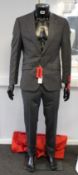 An as new Hugo Boss regular fit suit in dark grey (GB 46).
