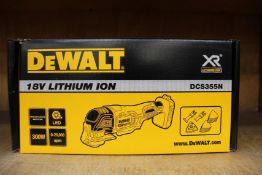 A boxed as new DeWalt XR 18V Cordless Oscillating Multi Tool DCS355N-XJ (Bare unit).
