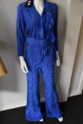 An as new Sophie + Lucie belted top in blue (Size EU 38) with matching trousers (Size EU 40).