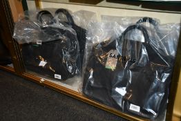 Four as new Sandqvist Emil laptop briefcase bags in black with leather handles.