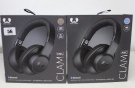 Two boxes fresh and rebel clam anc Bluetooth over-ear headphones.