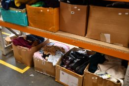 Eight boxes of pre-owned clothing and related items.