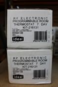 Two Ideal Programmable RF Electronic 7 Day Room Thermostats (KIT-216131).