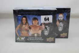 Two sealed boxes of Upper Deck All Elite AEW wrestling 2021 trading cards.