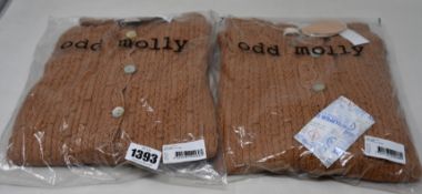 Two as new Odd Molly Kylie cardigans in camel (UK 10, 16 - RP £90 each).
