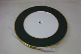 Five Augarten Wien hand painted green/gold charger plates.