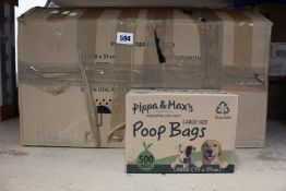 Eight boxes of Pippa & Max's Poop Bags (500 each, large 17 x 37cm).