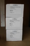 Three boxed as new Lumel Din Rail Electric Energy Meters (NMID30-2).