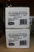 Two Ideal Programmable RF Electronic 7 Day Room Thermostats (KIT-216131).