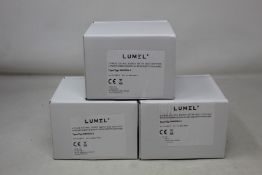 Three boxed as new Lumel Din Rail Electric Energy Meters (NMID30-2).