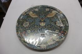 Four as new V&A Museum Strawberry Thief Trays (Round - 38cm Diameter).