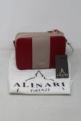 An as new Alinari Firenze Flavia crossbody bag in red/taupe.