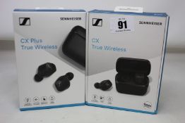 One pair of boxed as new Sennheiser CX Plus True wireless earbuds and one pair of Sennheiser CX True