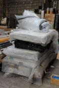 A quantity of mattresses is various makes and sizes.