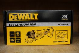 A boxed as new DeWalt XR 18V Cordless Oscillating Multi Tool DCS355N-XJ (Bare unit).