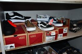 Seven pairs of assorted as new Vans footwear (2 x adult, 4 x children's, 1 x toddler), two Vans T-