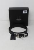 An as new Dunhill leather belt (Size 107 - RRP £160).