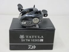 A boxed as new Daiwa Tatula SV TW103XS L Compact Frame Baitcasting Reel.