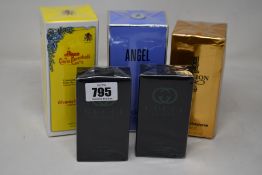 Two Gucci Guilty Black eau de toilettes (2 x 50ml), Paco Rabanne shower gel (150ml, box creased),