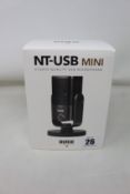 A boxed as new Rode NT-USB condenser mini studio quality microphone (Box sealed).