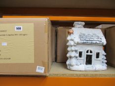 Eighteen boxed Christmas Enchanted Bungalow with LED lights.