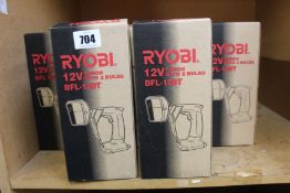 Ten boxed as new Ryobi 12v torchES with 2 bulbs (Bfl-120t).