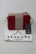 An as new Alinari Firenze Flavia crossbody bag in red/taupe.