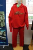 An as new Agent Provocateur Leopard oversized hoodie in red with matching sweatpants (Both S).