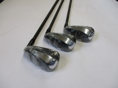 Three as new Cobra Split Rails iron-hybrid golf clubs with ultralite 50R shafts, irons 5/6/7 (All