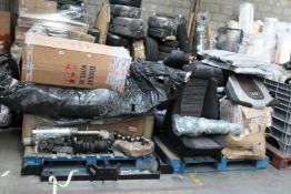 A quantity of miscellaneous automotive items to include seats, tyres and bumpers.