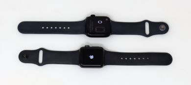 SOLD FOR PARTS: A pre-owned Apple Watch Series 7 41mm in Black with Black Sports Band in S/M and a p